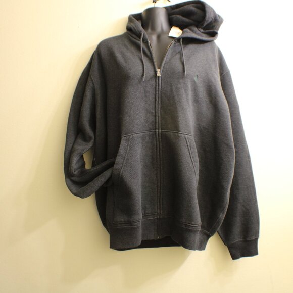 Vintage Polo Ralph Lauren Full Zip Hoodie Charcoal Gray Pony Logo Size L